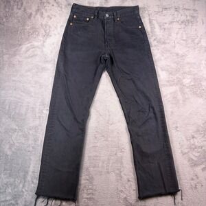 Vintage 90s Levi's 501 Jeans Men's 28x28 Black Button Fly Raw Hem Made in USA